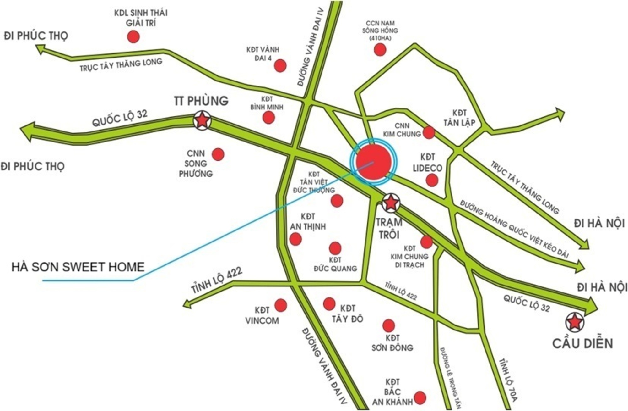 vị trí dự án hà sơn sweet home trạm trôi